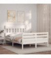 vidaXL Bed Frame with Headboard White 140x200 cm Solid Wood