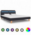 vidaXL Bed Frame with LED Dark Grey Fabric 150x200 cm King Size