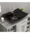 Black Luxury Ceramic Basin Rectangular with Overflow & Faucet Hole