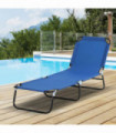 Folding Lounge Chair Outdoor Chaise Lounge for Bench Patio Blue