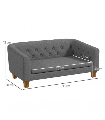 Dog Sofa Bed, Elevated Dog Couch w/ Soft Cushion for Small, Medium Dogs - Grey