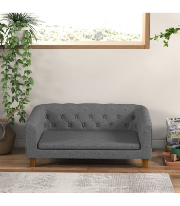 Dog Sofa Bed, Elevated Dog Couch w/ Soft Cushion for Small, Medium Dogs - Grey