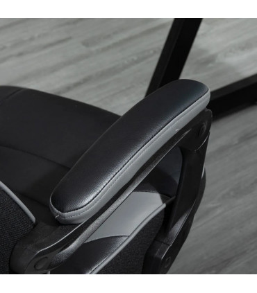 Gaming Chair Ergonomic Reclining w/ Manual Footrest Wheels Stylish Office Grey