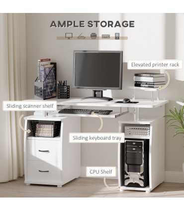 Office Desk Table Workstation White Durable Particle Board 120L x 55W x 85H cm