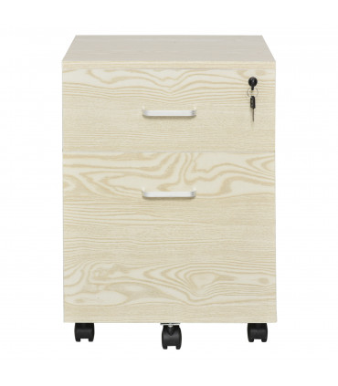 Filing Cabinet Oak 55.6H x 40W x 45Dcm 2-Drawer Locking Office Storage Vinsetto