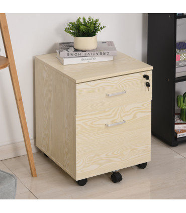 Filing Cabinet Oak 55.6H x 40W x 45Dcm 2-Drawer Locking Office Storage Vinsetto