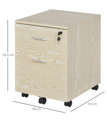 Filing Cabinet Oak 55.6H x 40W x 45Dcm 2-Drawer Locking Office Storage Vinsetto