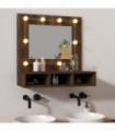 Mirror Cabinet with LED Brown Oak 60x31.5x62 cm