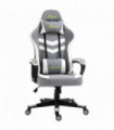 Racing Gaming Chair w/ Lumbar Support, Headrest, Gamer Office Chair, Grey White