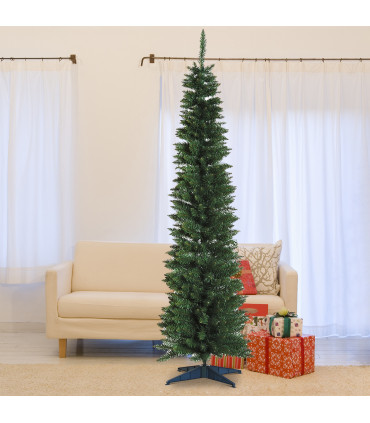 1.8m 6ft Artificial Pine Pencil Slim Tall Christmas Tree with 390 Branch Tips
