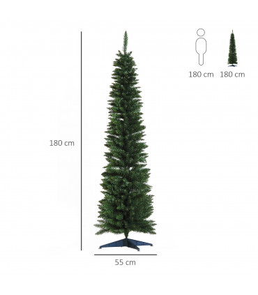 1.8m 6ft Artificial Pine Pencil Slim Tall Christmas Tree with 390 Branch Tips