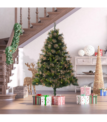 1.5m 5ft Pre-Lit Christmas Tree Artificial Spruce Warm White LED Metal Stand