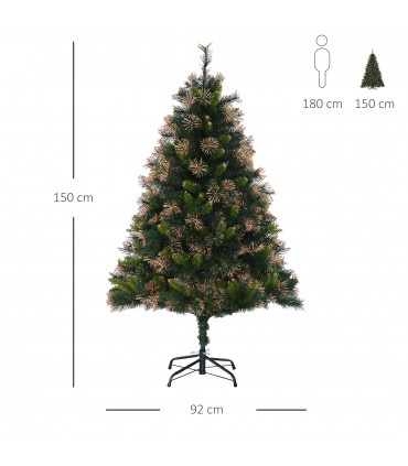 1.5m 5ft Pre-Lit Christmas Tree Artificial Spruce Warm White LED Metal Stand