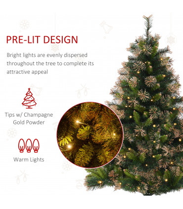 1.5m 5ft Pre-Lit Christmas Tree Artificial Spruce Warm White LED Metal Stand