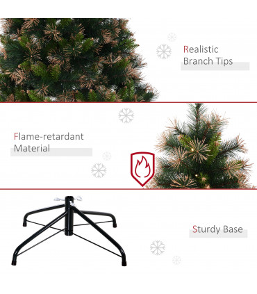 1.5m 5ft Pre-Lit Christmas Tree Artificial Spruce Warm White LED Metal Stand