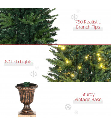 1.2m 4ft Christmas Tree Entrance  750 Tips  Pre-lit Tree 80 LED with Vase Base