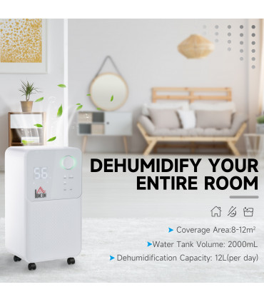 12L/Day 2000ML Portable Quiet Dehumidifier Home Laundry Room Electric Moisture