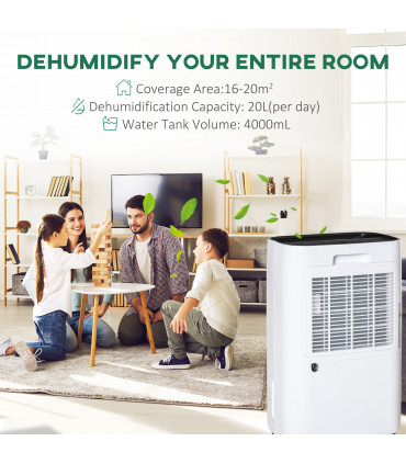 20L/Day 4000ML Portable Quiet Dehumidifier Home Laundry Room Electric Moisture