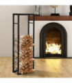 150cm Tall Metal Firewood Log Holder Rack Double Tier w/ Balanced Base Side Rails Indoor Outdoor Traditional Fireplace Log Storage Cradle