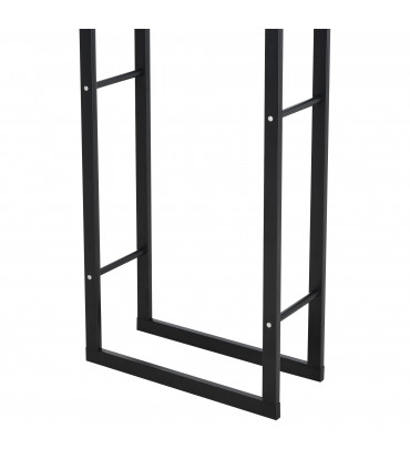 150cm Tall Metal Firewood Log Holder Rack Double Tier w/ Balanced Base Side Rails Indoor Outdoor Traditional Fireplace Log Storage Cradle