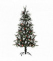 5FT Artificial SnowDipped Christmas Tree Foldable Berries White Pinecones Green