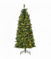 5FT Prelit Artificial Pencil Christmas Tree Warm White LED Red Berry Green
