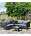 4-Piece PE Rattan Outdoor Garden Furniture Set Mixed Grey