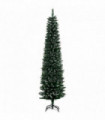 6.5FT Artificial Snow Dipped Christmas Tree Pencil Foldable Black Stand Green