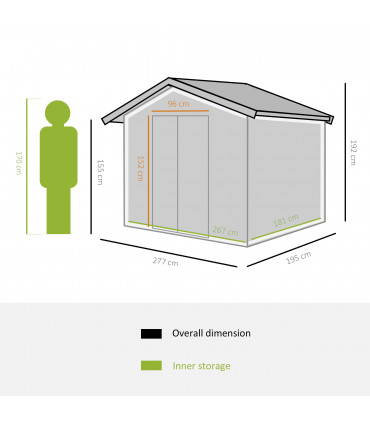 9 x 6FT Foundation Ventilation Steel Outdoor Garden Shed Grey