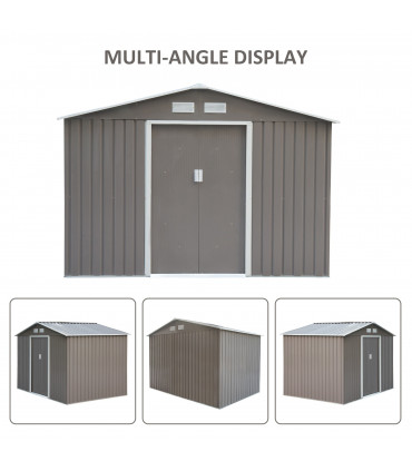 9 x 6FT Foundation Ventilation Steel Outdoor Garden Shed Grey