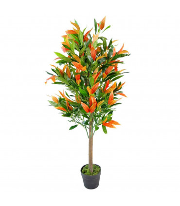 130cm Leaf Realistic Red Robin Artificial Ficus Tree Photinia Red Green