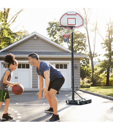 155-210cm Height Adjustable Basketball Stand Backboard Portable w/ Net HOMCOM