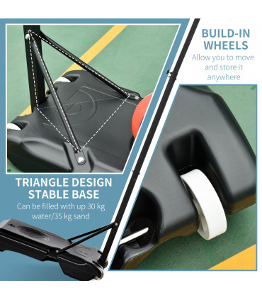 155-210cm Height Adjustable Basketball Stand Backboard Portable w/ Net HOMCOM