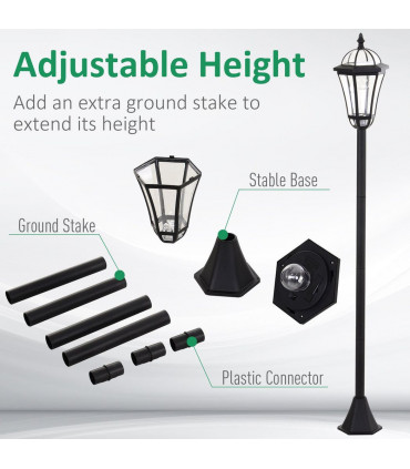 2 PCS LED Garden Lights Lamp Post Solar Powered Lantern black