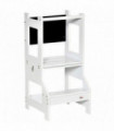2 in 1 Kids Kitchen Step Stool Helper with Safety Rail Learning Tower