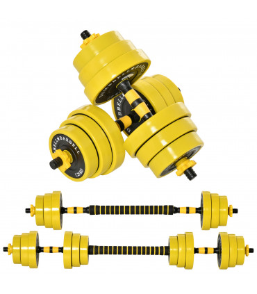 20KG Barbell Dumbbell Set Fitness Exercise Home Gym Plate Bar Clamp Rod HOMCOM