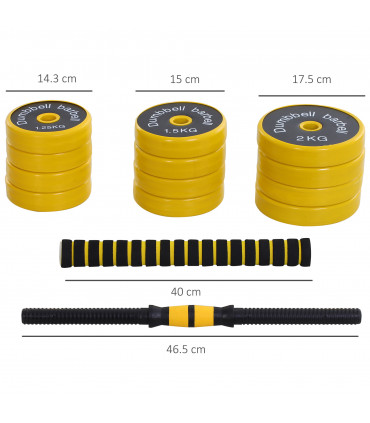 20KG Barbell Dumbbell Set Fitness Exercise Home Gym Plate Bar Clamp Rod HOMCOM