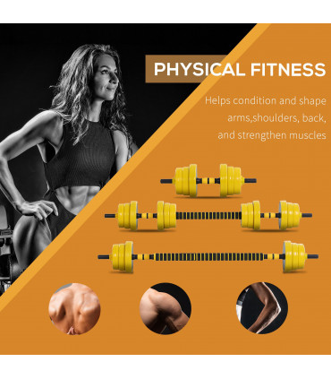 20KG Barbell Dumbbell Set Fitness Exercise Home Gym Plate Bar Clamp Rod HOMCOM