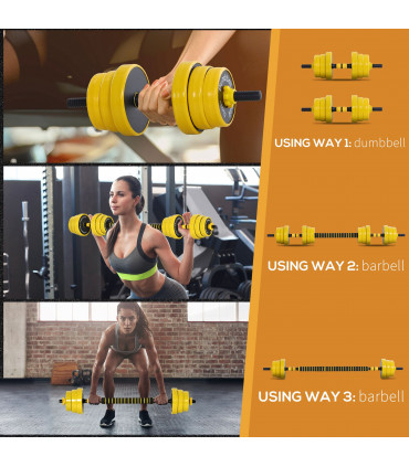 20KG Barbell Dumbbell Set Fitness Exercise Home Gym Plate Bar Clamp Rod HOMCOM