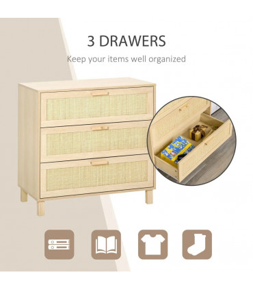 3 Drawer Cabinet Storage Cupboard Wooden Freestanding Organiser Unit Bedroom