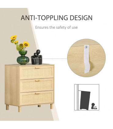 3 Drawer Cabinet Storage Cupboard Wooden Freestanding Organiser Unit Bedroom