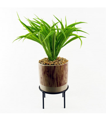 35cm Artificial Grass with Ceramic Planter & Metal Stand