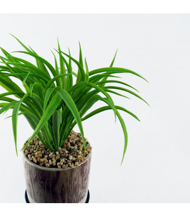 35cm Artificial Grass with Ceramic Planter & Metal Stand