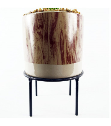 35cm Artificial Grass with Ceramic Planter & Metal Stand