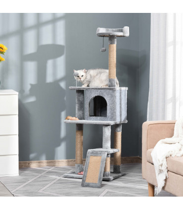 Cat Tree Tower Climbing Kitten Activity Center with Jute Scratching Post, Grey