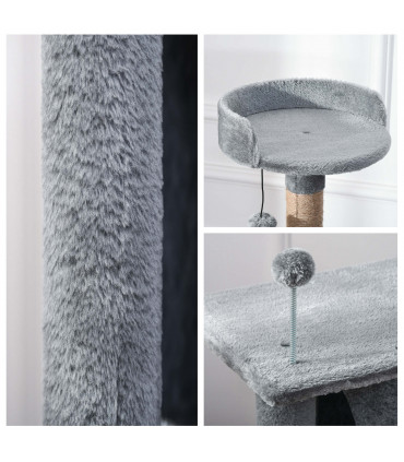 Cat Tree Tower Climbing Kitten Activity Center with Jute Scratching Post, Grey