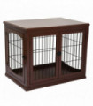 Wooden Dog Crate End Table Pet Puppy Cage w/Metal Wire for Small Dog Brown