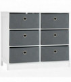 Chests of Drawer, Fabric Dresser Storage Cabinet with 6 Drawers White and Grey