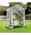 4 Tiers 8 Shelves Metal Frame Walk in Portable Greenhouse 143Lx73Wx195Hcm