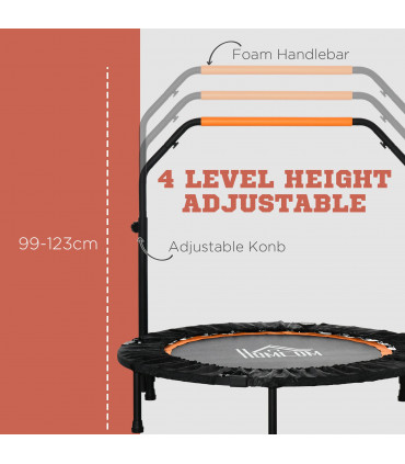 40" Foldable Mini Fitness Trampoline Rebounder Adjustable Foam Handle HOMCOM